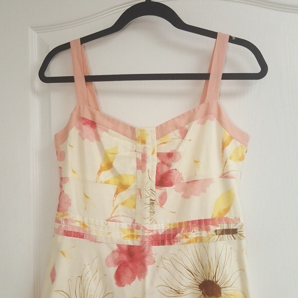 Ann Taylor Petite Cream Pink Floral Sun Dress - Picture 2 of 5